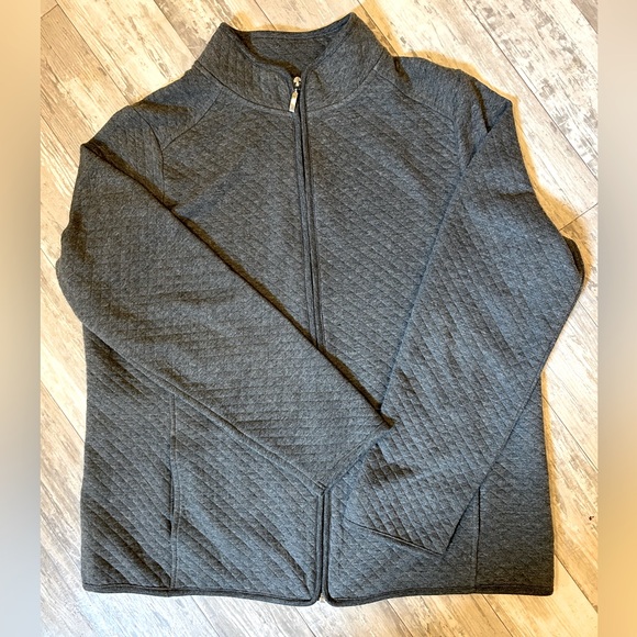 Croft & Barrow Gray Quilted Zip Jacket - Picture 1 of 6